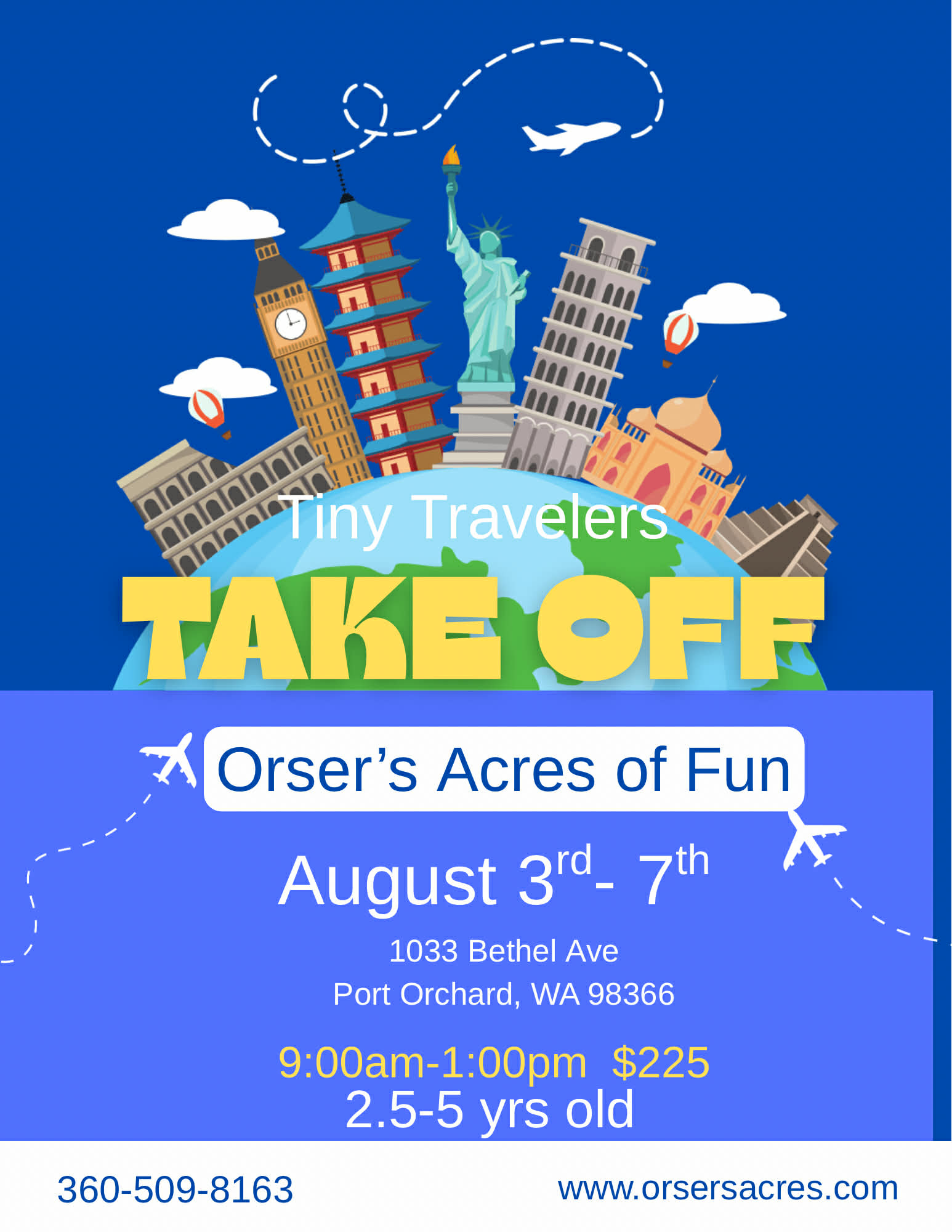 Tiny Travelers Take Off Summer Camp - Travel and world exploration themed camp